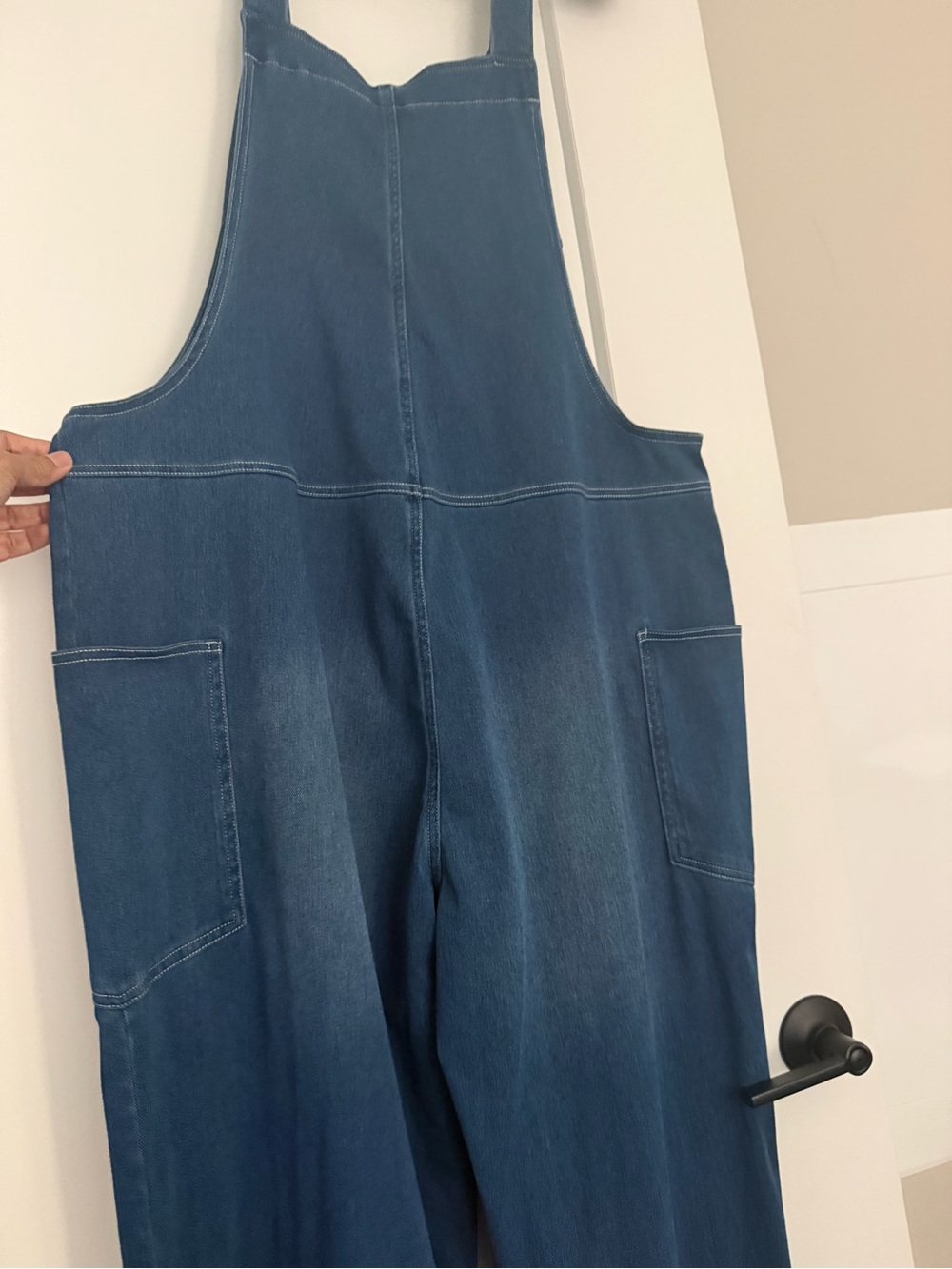 Halara Flex™ Denim Overalls Jumpsuit XL Wide Leg Dark Wash - Picture 10 of 14